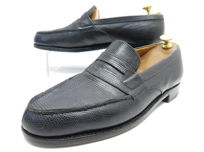 JM WESTON LOAFERS 180 6.5C 40.5 BLACK LIZARD LEATHER SHOES Exotic leather  ref.736062