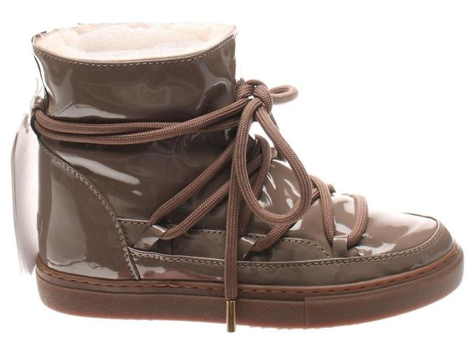 Botas Inuikii Marrom Couro Verniz