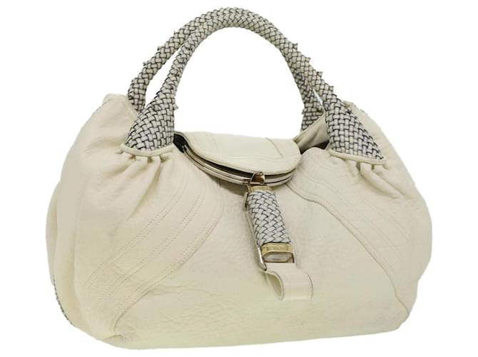 FENDI Spy Nappa Leather Satchel Bag White