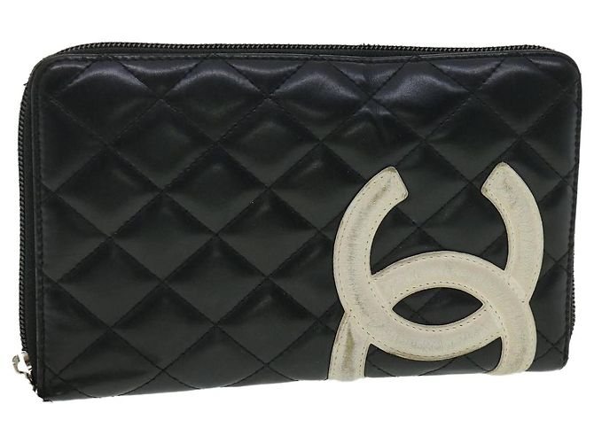 CHANEL Cambon Line Cartera larga Negro CC Auth th3151