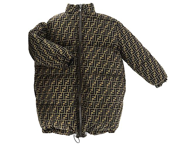 FENDI reversible down jacket with FF logo BLACK BROWN SIZE 12 ANS but suitable for an adult Polyester  ref.736510