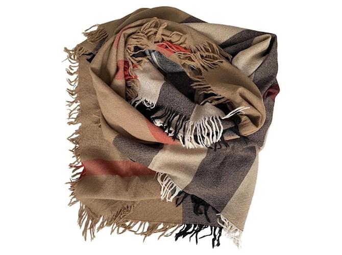 Burberry square scarf excellent condition beige camel 110x110cm Caramel Wool  ref.736511