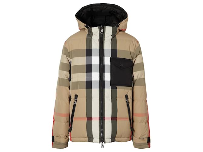 Aware Burberry reversible plaid down jacket SIZE L NEW WITH TAGS AND INVOICE Beige Polyester  ref.736515