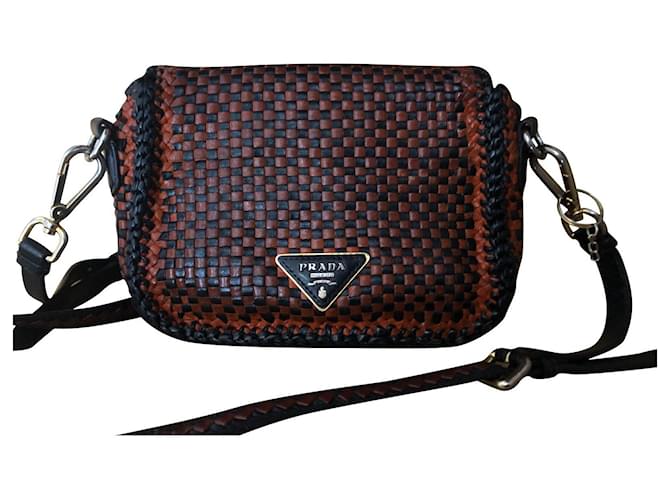 PRADA bag rare model Black Orange Leather  ref.736533