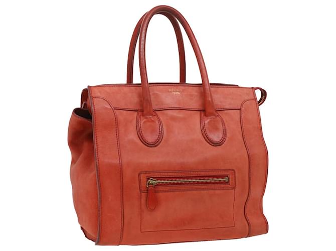 Céline CELINE Luggage Mini Shopper Hand Bag Leather Red Auth fm1880  ref.736643