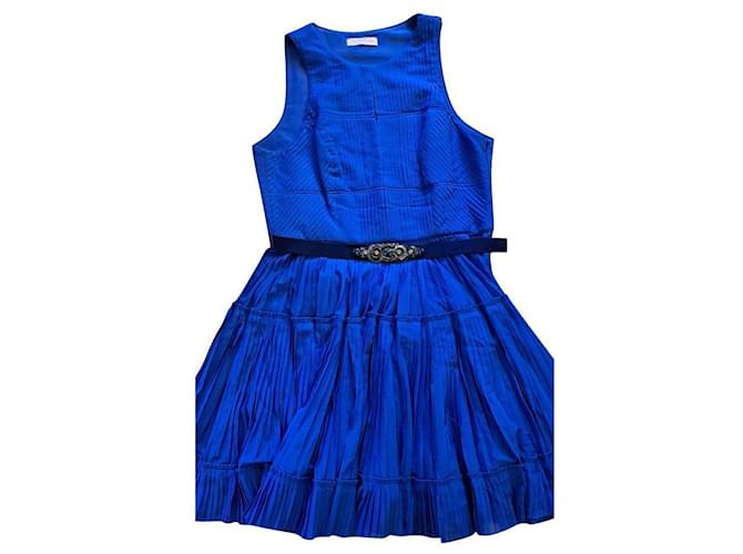 Matthew Williamson Sun Pleated Silk Dress Royal Blue  ref.736717