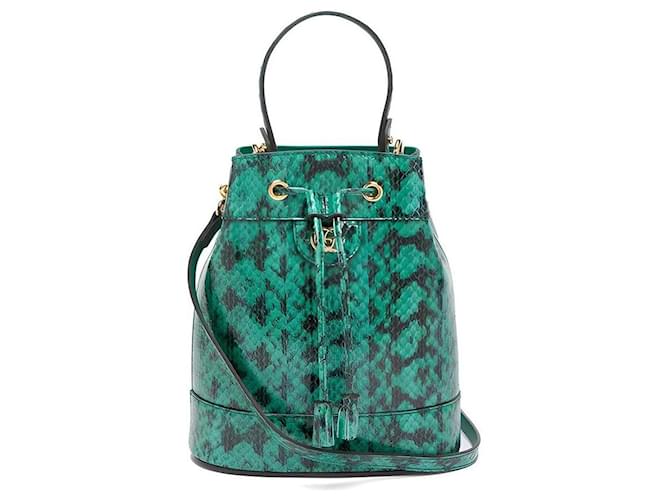 Bolsa bucket Gucci Ophidia Python Verde 