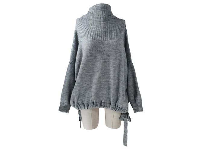 Autre Marque Rabens Saloner Oversize Strickjacke Grau Wolle Alpaka