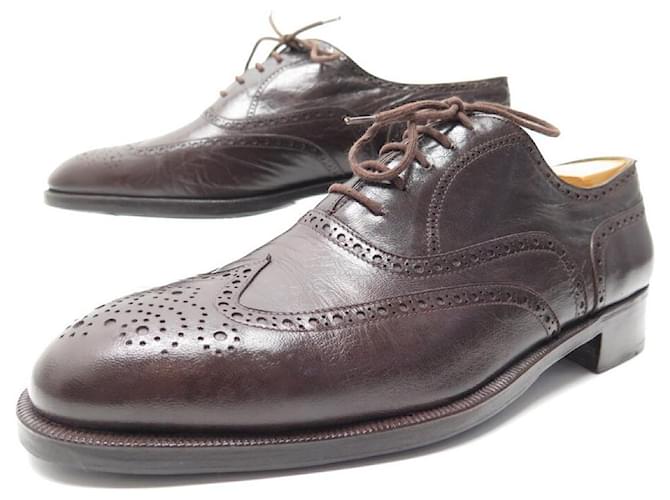 BERLUTI DERBY SHOES WITH FLOWER TOE 9.5 43.5 BROWN LEATHER SHOES