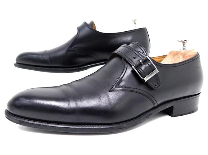 JM WESTON DERBY FLORA SHOES 529 LOAFERS WITH BUCKLE 9D 43 LEATHER SHOES Black  ref.736890