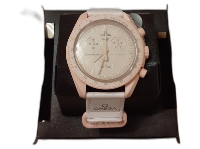 Autre Marque Reloj Swatch Omega Venus Rosa y Blanco
