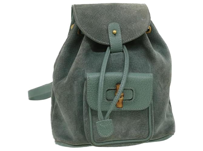 GUCCI Backpack Suede Light Blue Auth ki2563  ref.737200