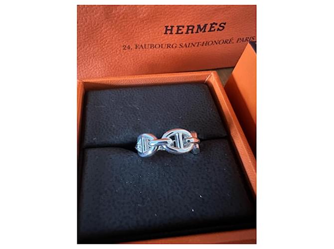 Anel Hermès Chaine d'ancre Prata Banhado a prata  ref.737314