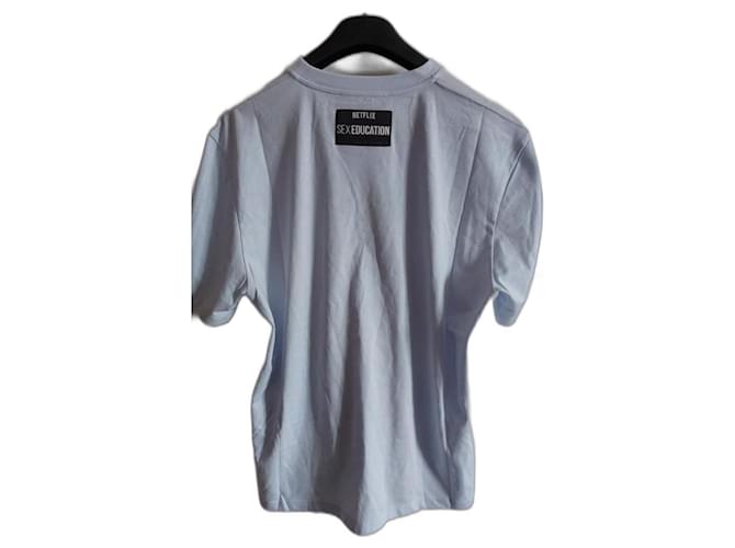 Stella Mc Cartney Stella McCartney neues T-Shirt Hellblau Baumwolle  ref.737349
