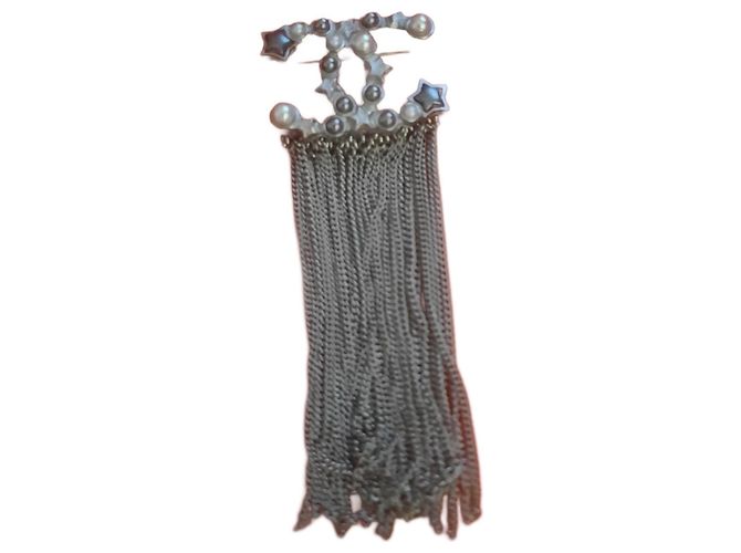 Chanel Anstecknadel Silber Stahl Silber Hardware
