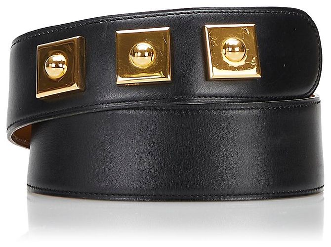 Piano Hermès Hermes schwarzer Klavierledergürtel