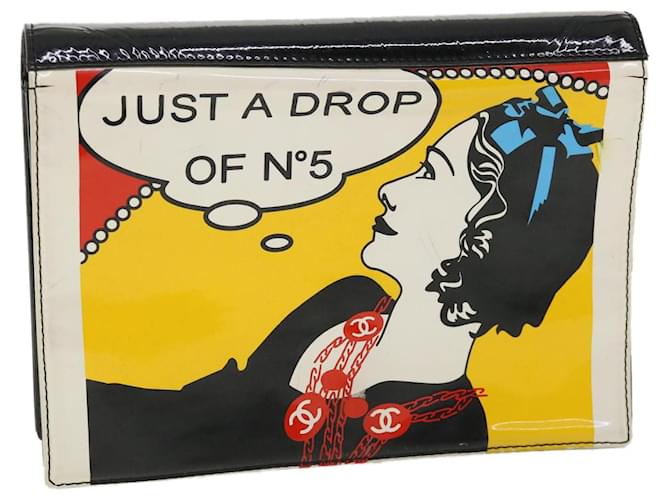CHANEL Mademoiselle Comic JUST A DROP OF NO.5 Clutch Bag Patent CC Auth bs2816 Black Patent leather  ref.738925
