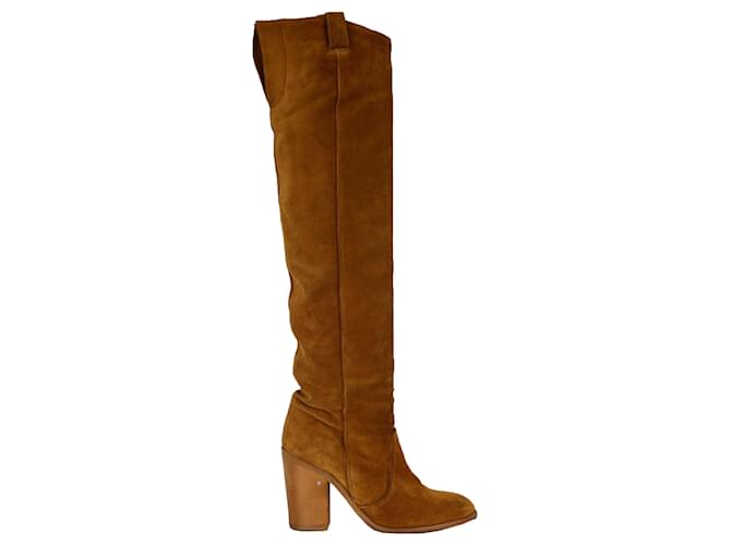 Laurence Dacade Suede Over the Knee Light Brown Boots  ref.739250