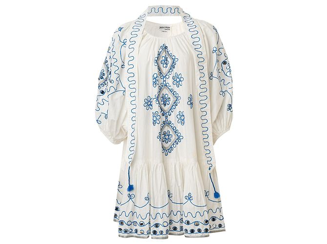 Juliet Dunn Schulterfreies Kleid mit Gürtel Weiß