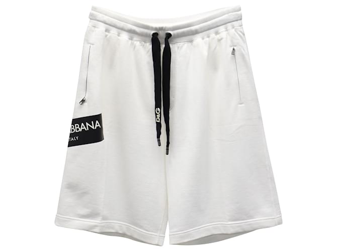 Pantalones cortos de chándal con logotipo de Dolce & Gabbana en algodón blanco  ref.739608