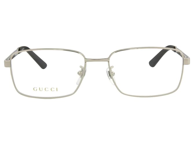 Gucci Square-Frame Metal Optical Frames Silvery Metallic  ref.739662