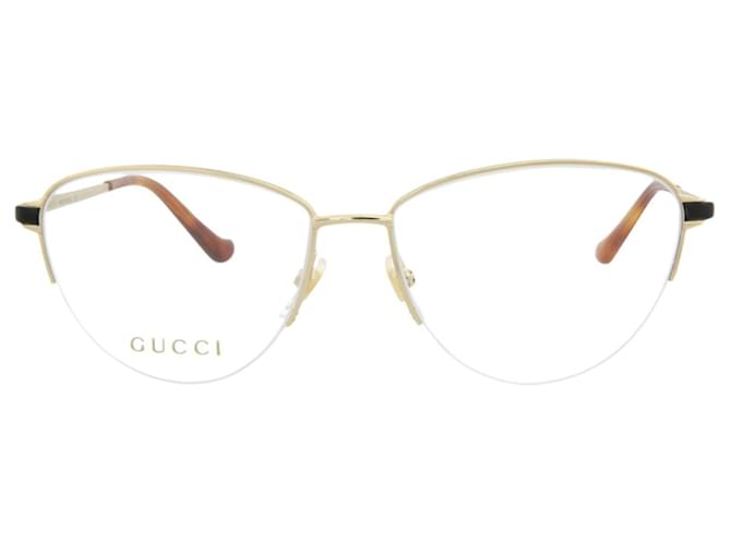 Gucci Cat Eye-Frame Optische Metallrahmen Golden Metallisch  ref.739682