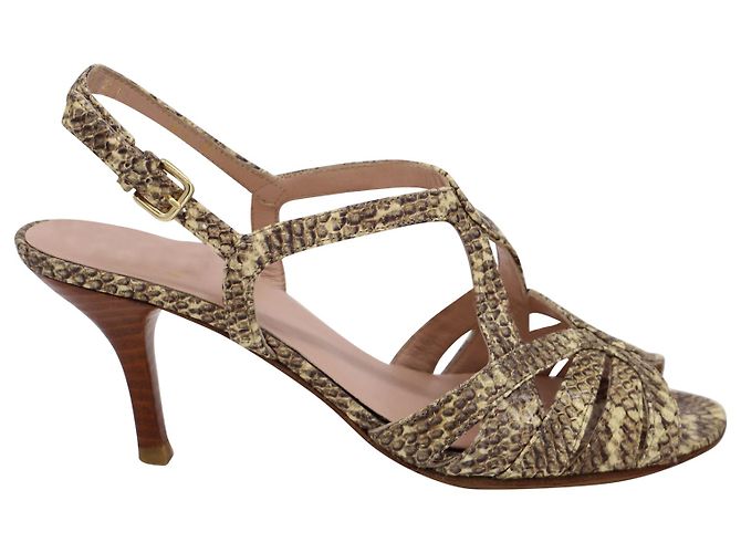 Stuart Weitzman Snakeskin Print High Heel Sandals in Multicolor Leather