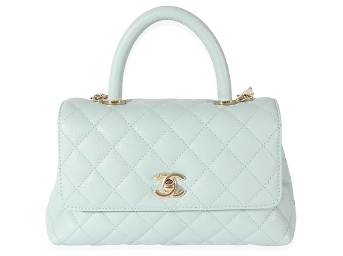 Timeless Chanel 22p Blue Quilted Caviar Small Coco Top Handle Flap  Leather  ref.739973