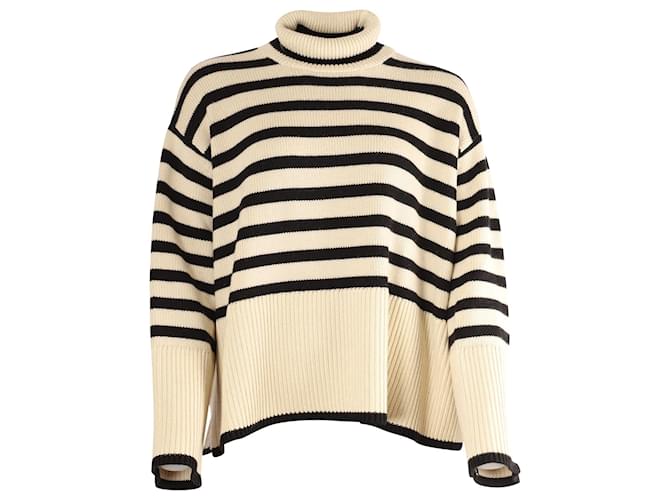 Col Roulé Totême Signature Stripe en Laine Beige  ref.739992