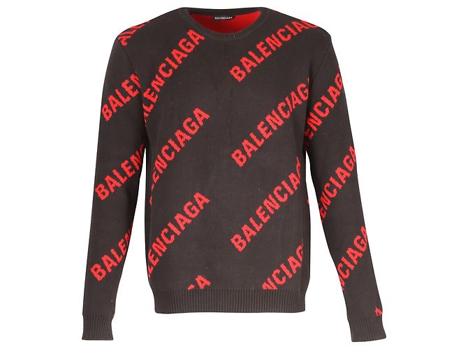 Balenciaga Cardigã manga longa com logotipo em algodão preto