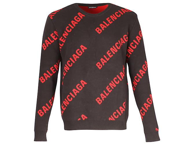 Balenciaga Langarm-Strickjacke mit Logo aus schwarzer Baumwolle  ref.740030