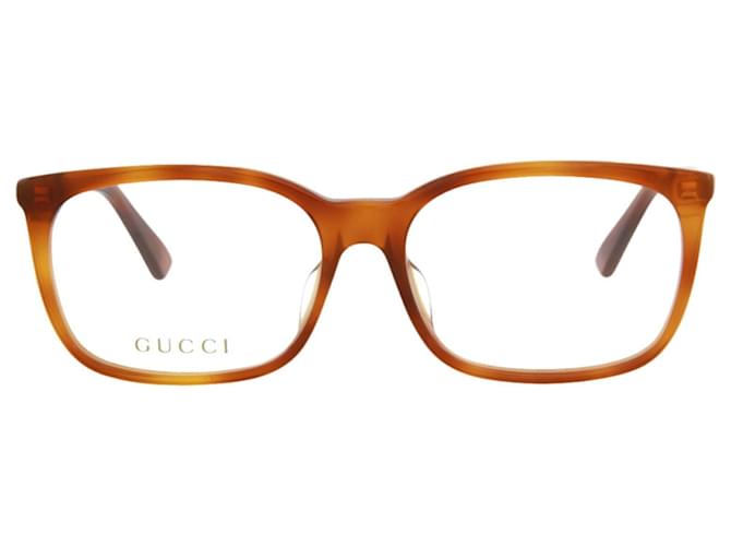Gucci Square-Frame Acetat Optische Rahmen Braun Zellulosefaser  ref.740038
