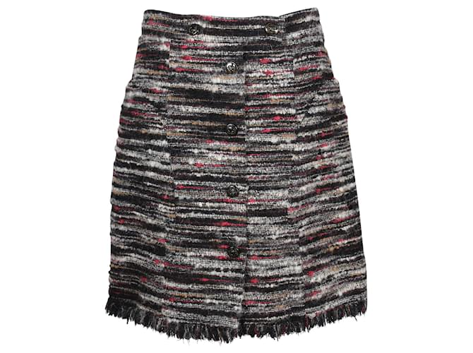 Chanel black, white, Beige & Red Knee Length Tweed Skirt  ref.740075