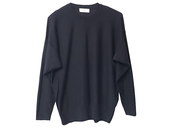 Ami Paris Crewneck Long Sleeve Sweater in Black Wool  ref.740086