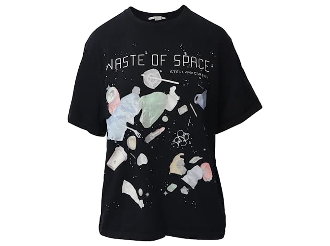 Stella Mc Cartney Stella McCartney T-shirt Waste of Space en coton noir  ref.740121