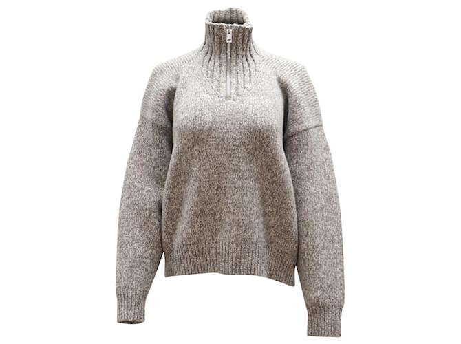 Alexander Wang Half-Zip Turtleneck Sweater in Grey Wool  ref.740126