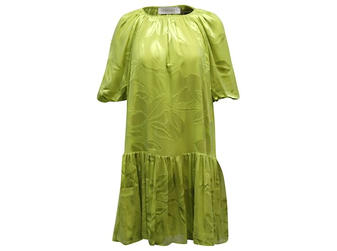 Autre Marque Stine Goya Pleated Lemon Mini Dress in Green Viscose Cellulose fibre  ref.740232