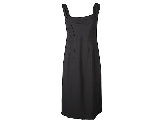 Prada Black Midi Dress with Cowl Neck Acetate Cellulose fibre  ref.740325