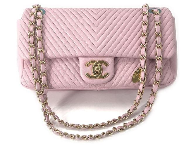 chanel Chevron Leather Flap Bag pink Pony-style calfskin ref.740343 - Joli  Closet