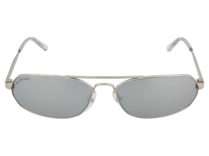 Óculos de sol com armação redonda de metal Balenciaga Prata Metálico  ref.740530