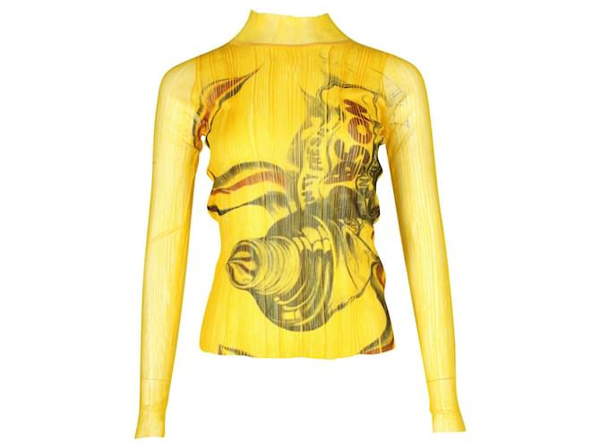 JW Anderson Yellow Sheer Pleated Print Top Polyester  ref.740559