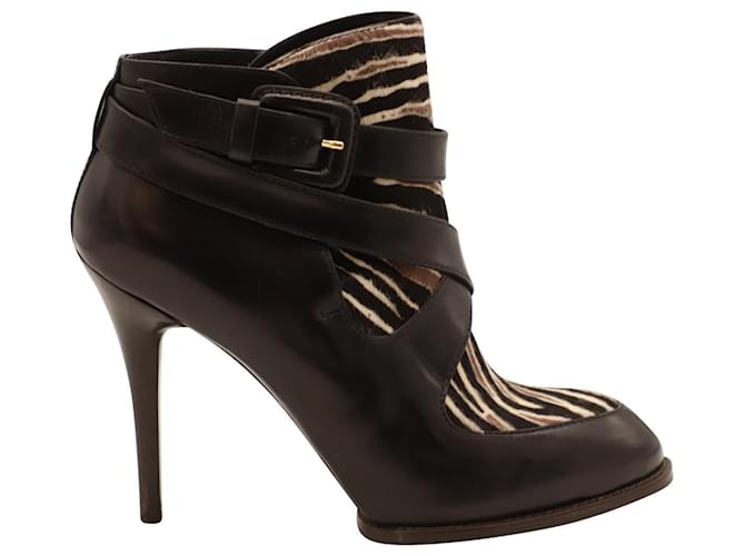 Tod's Zebra Print Boots in Black Calf Hair and Leather  ref.740562