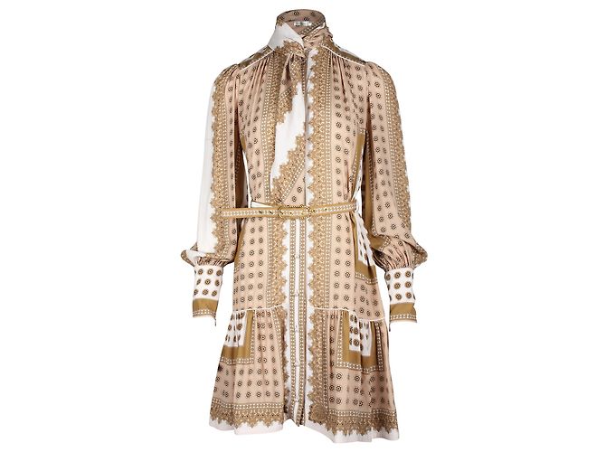 Mini vestido cachecol estampado Zimmermann em algodão marrom