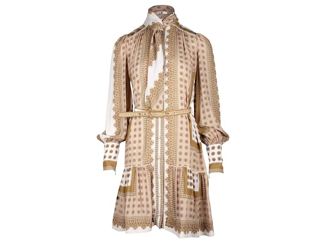 Mini vestido cachecol estampado Zimmermann em algodão marrom  ref.740764