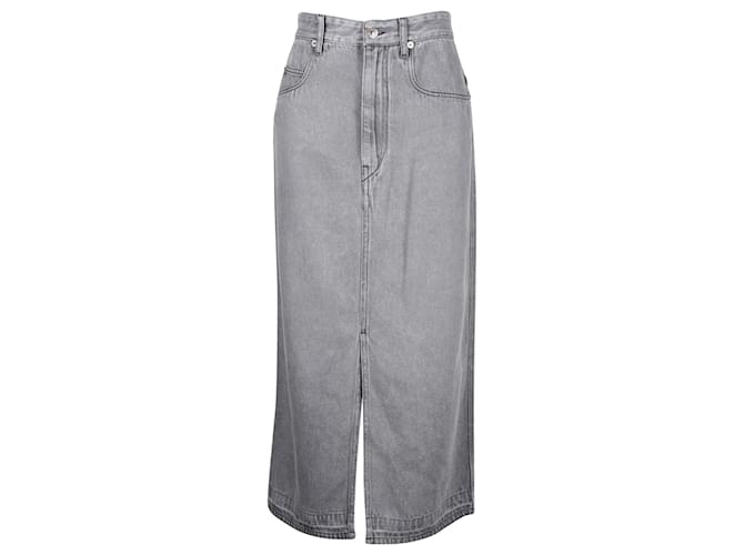 Isabel Marant Etoile Jupe mi-longue en jean en coton gris  ref.740793