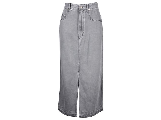 Isabel Marant Etoile Denim Midi Skirt in Grey Cotton