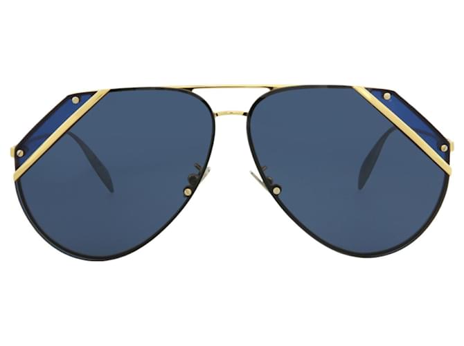 Alexander Mcqueen Aviator-Style Metal Sunglasses Golden Metallic  ref.740889