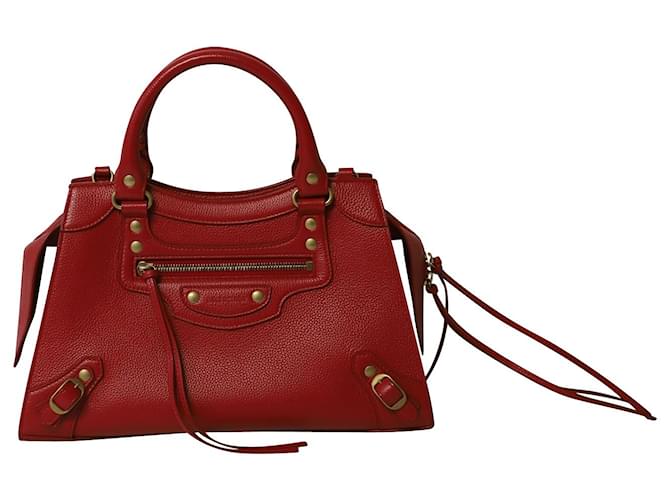 Everyday Balenciaga Neo Classic Handle Bag in Red Grained Calfskin Leather Pony-style calfskin  ref.740899