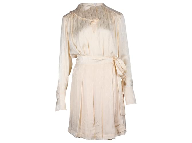 Victoria Beckham Plissee-Jacquard-Kleid mit Wickeleffekt in Creme-Acetat Weiß Roh Zellulosefaser  ref.740927
