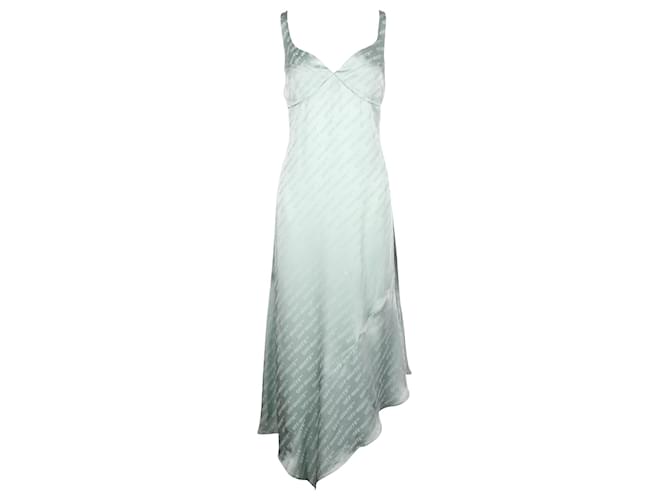 Off White Off-White Logo Jacquard Sweetheart Neckline Dress in Green Acetate Cellulose fibre  ref.741030